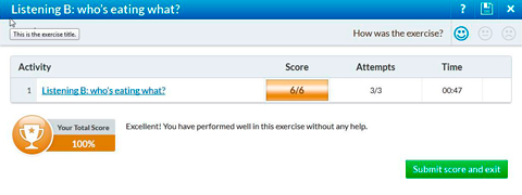 Image of results screen